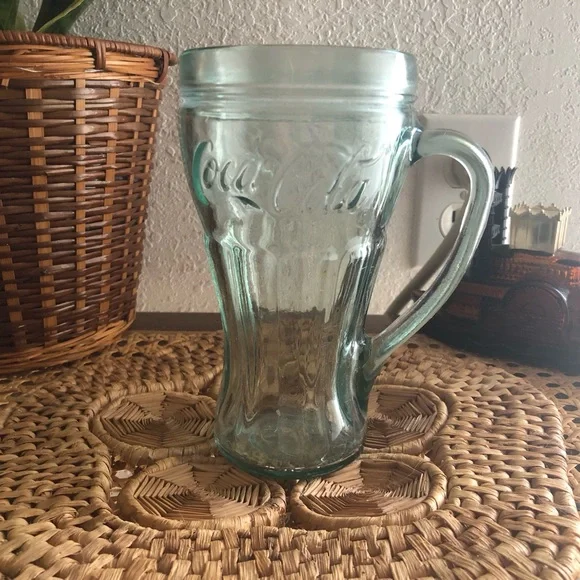 Green Glass Coca Cola Mug by Libbey Glass Co 16 oz - Picture 4 of 9